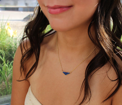 Medium Triangle Blue Druzy Necklace