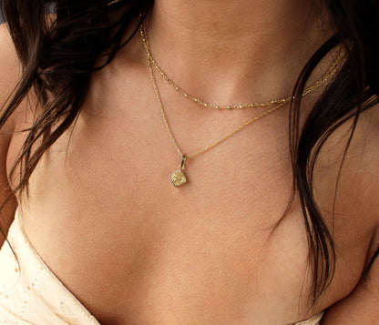 Small Square 18k Gold Druzy Necklace