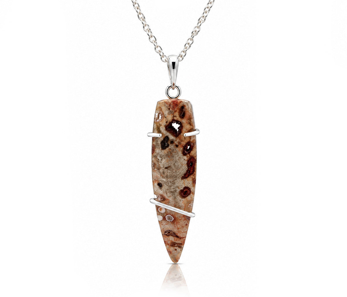 Petrified Wood Druzy Dagger Necklace