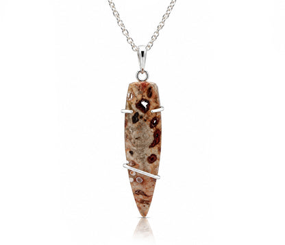 Petrified Wood Druzy Dagger Necklace