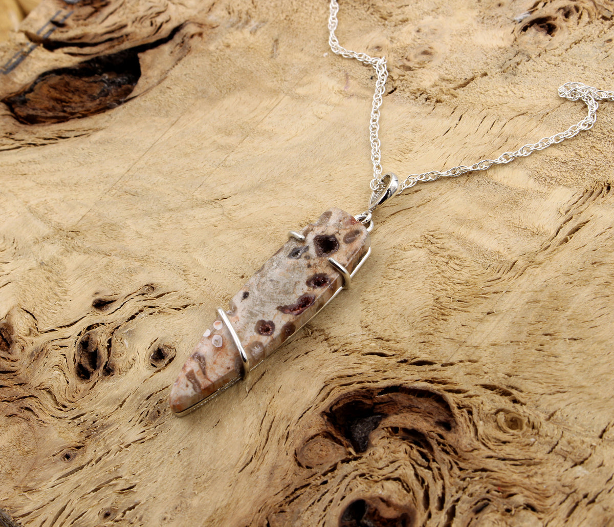 Petrified Wood Druzy Dagger Necklace