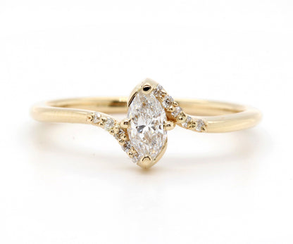 Dainty Marquise Diamond Bypass Ring