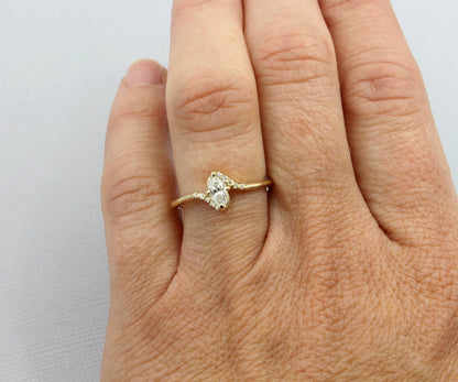 Dainty Marquise Diamond Bypass Ring