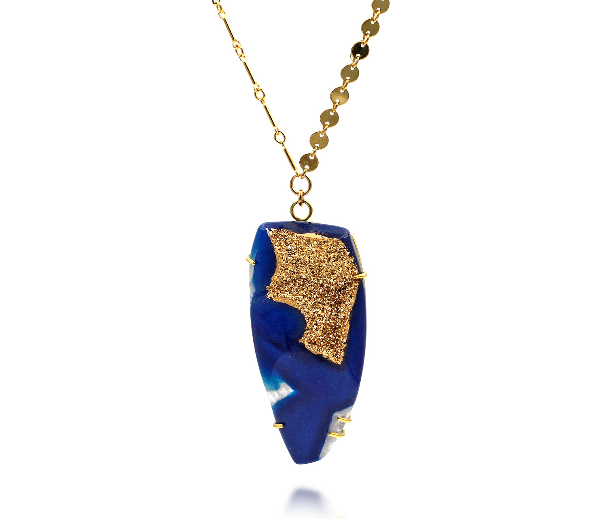 Dazzling Blue 18K Gold Druzy Necklace