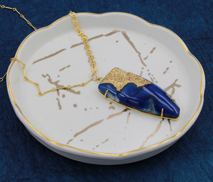 Dazzling Blue 18K Gold Druzy Necklace
