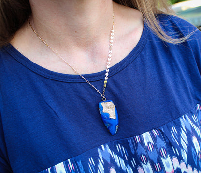 Dazzling Blue 18K Gold Druzy Necklace