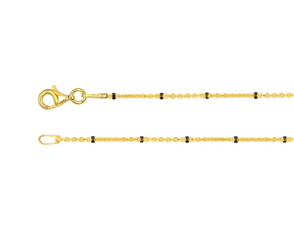 Beaded Diamond Cut Black Gold Cable Chain