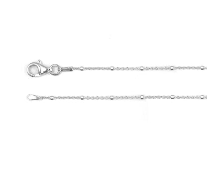 Beaded Diamond Cut Sparkle Cable Silver Chain