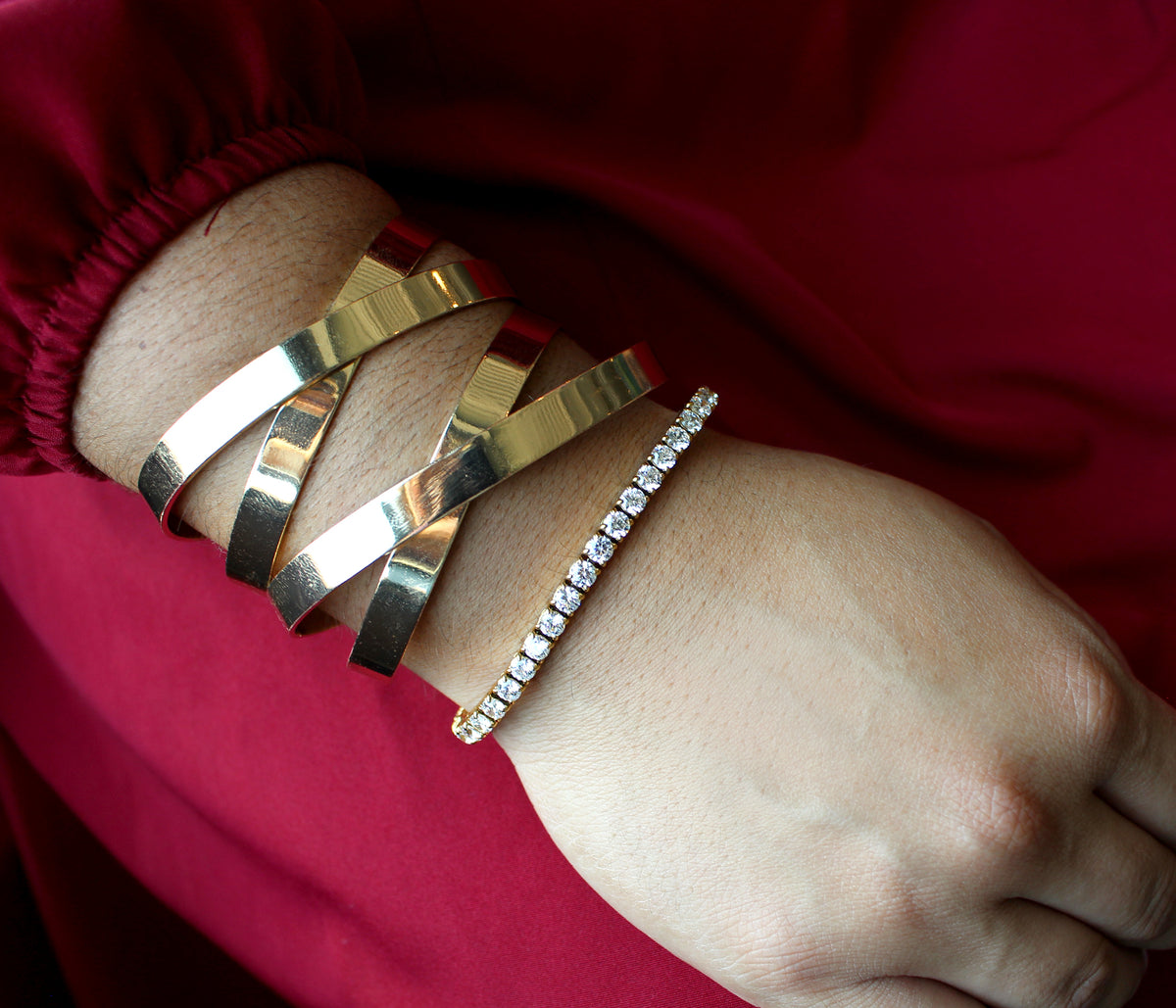 Sparkling Tennis Link Gold Bracelet