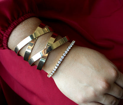 Sparkling Tennis Link Gold Bracelet
