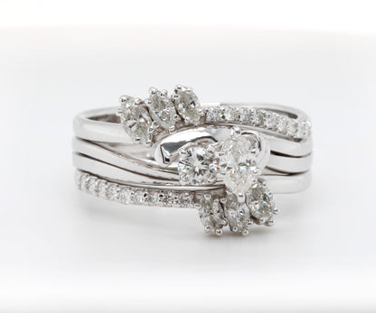 Custom Curved Marquise Diamond Swirl Wedding Ring
