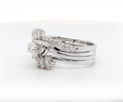 Custom Curved Marquise Diamond Swirl Wedding Ring