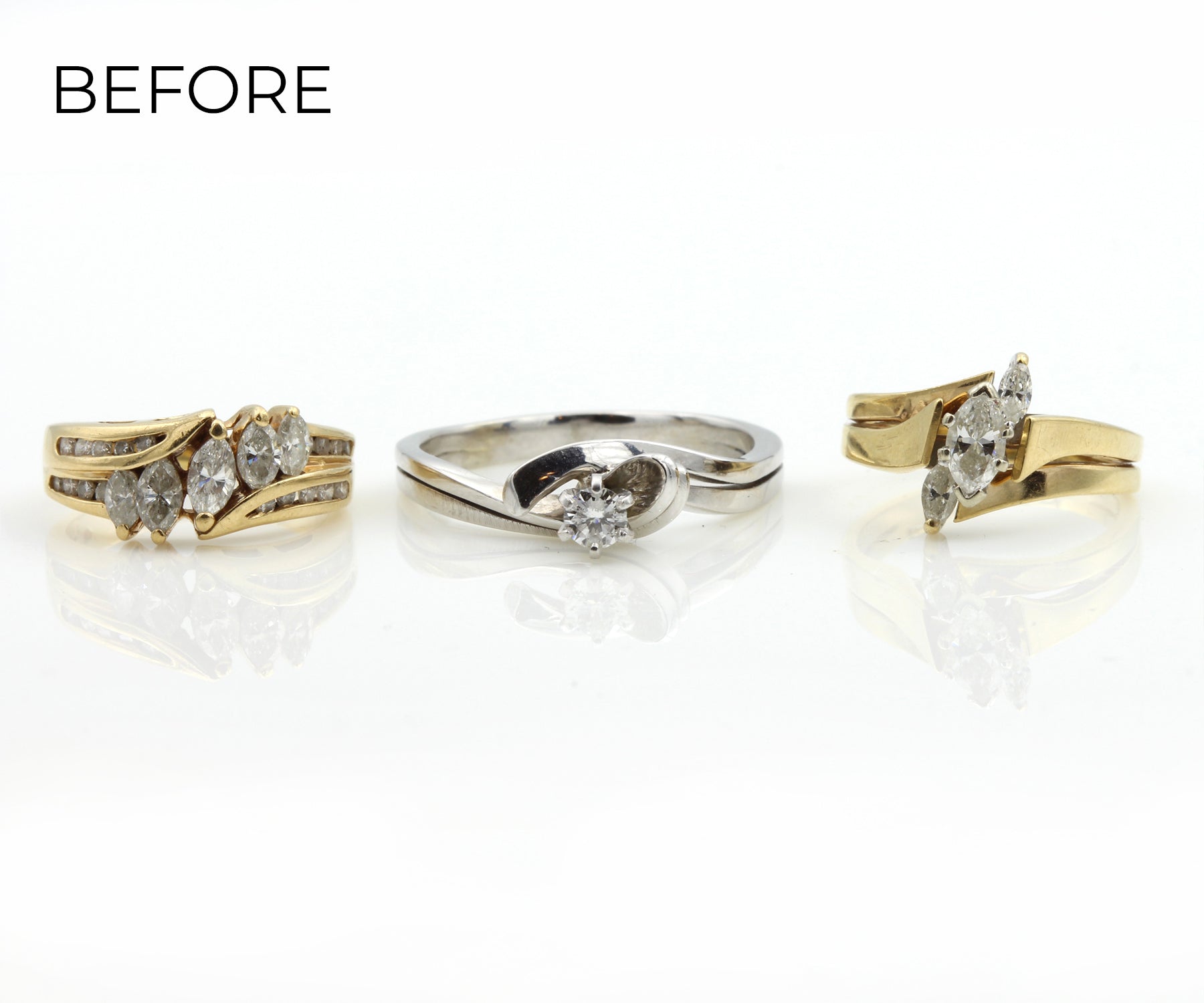 Custom Curved Marquise Diamond Swirl Wedding Ring