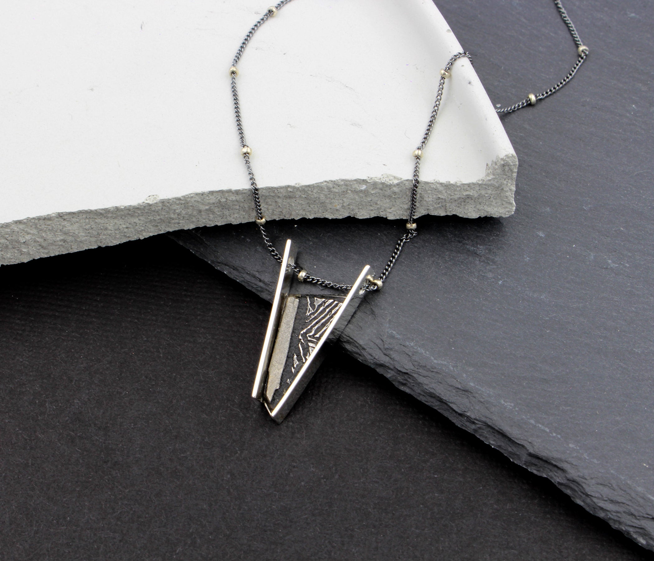 Double Bar Angular Meteorite Necklace