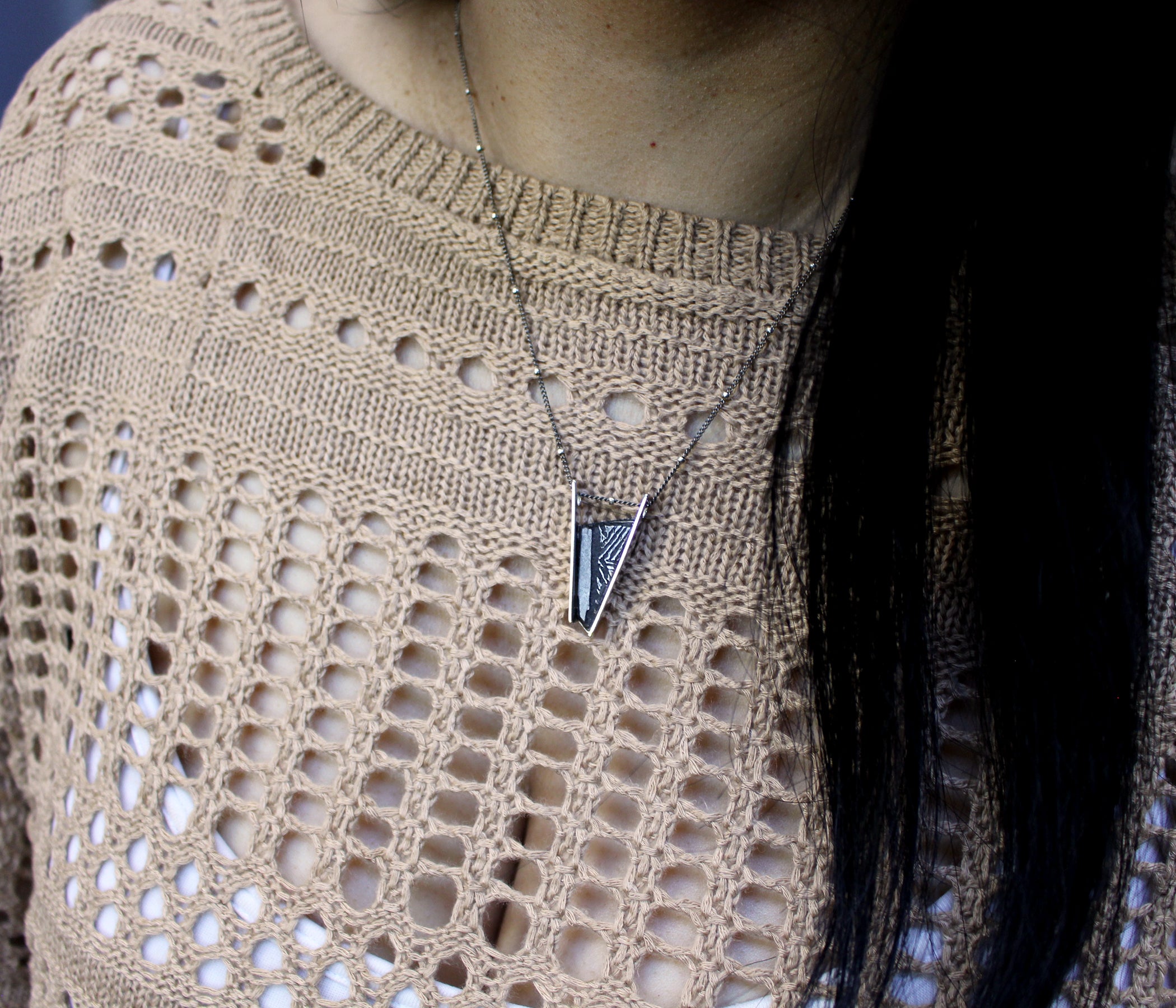 Double Bar Angular Meteorite Necklace