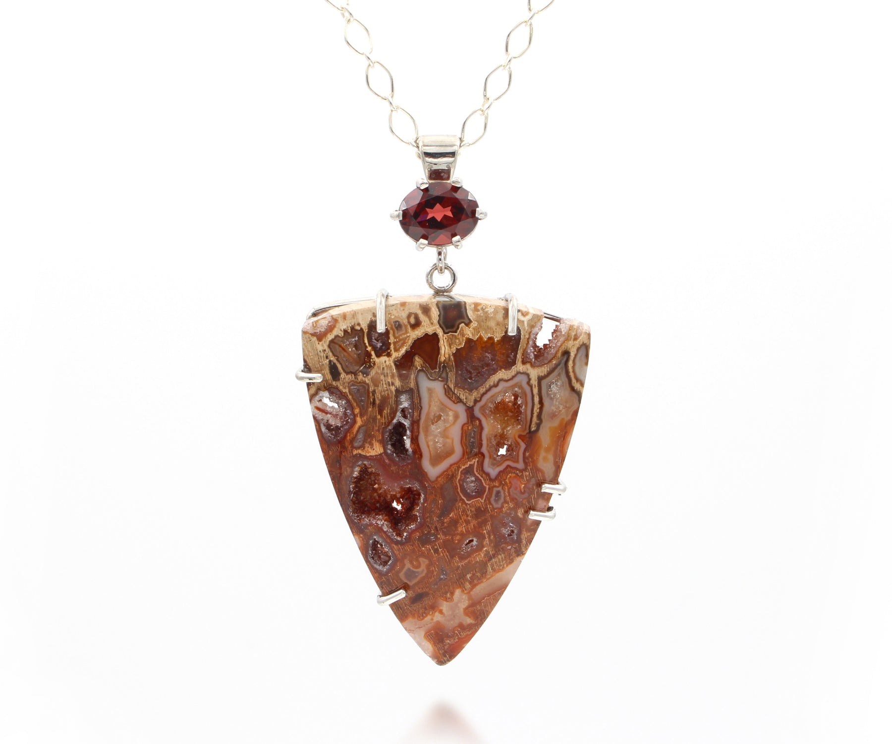 Petrified Wood Large Triangle Druzy Necklace