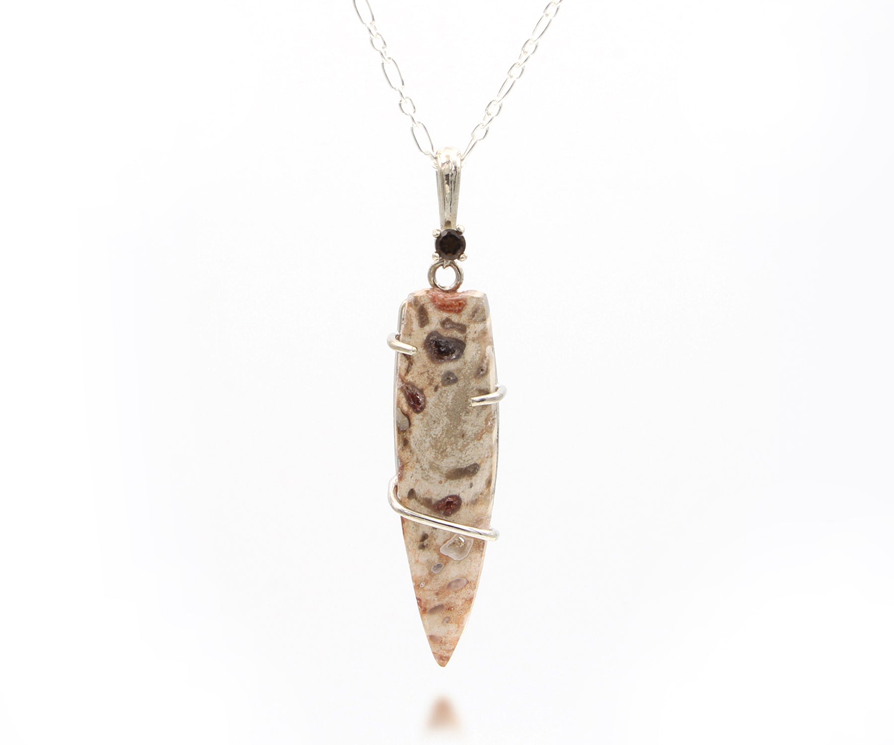 Petrified Wood Small Dagger Druzy Necklace