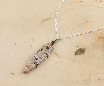 Petrified Wood Small Dagger Druzy Necklace