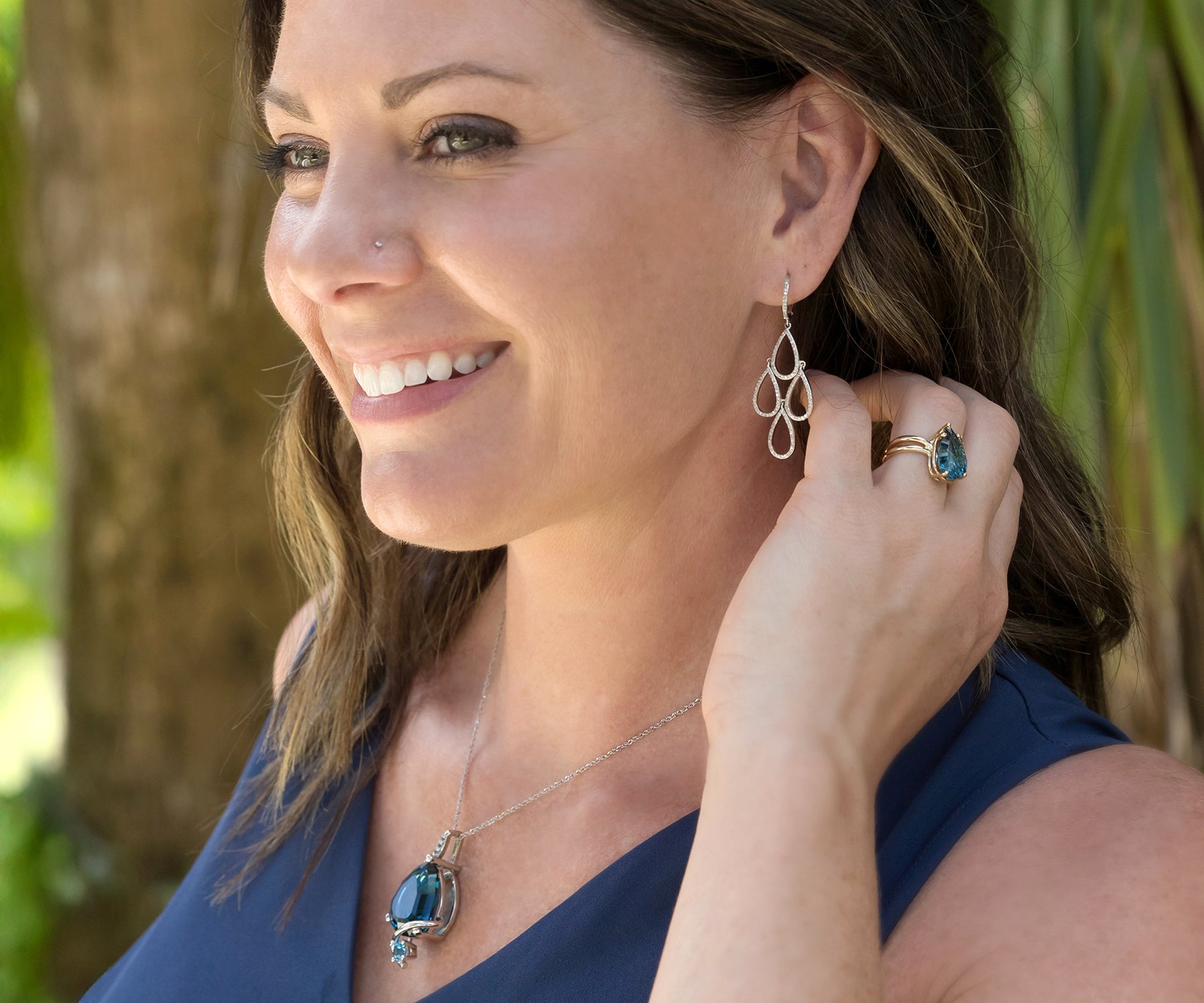 Teardrop Diamond Chandelier Statement Earrings