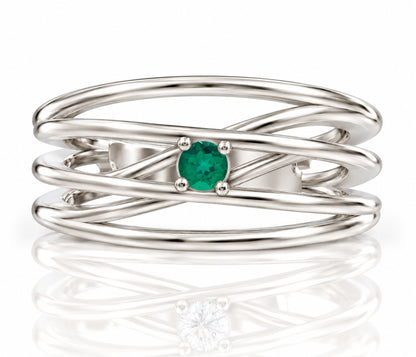 Wide Weave Birthstone Silver Ring