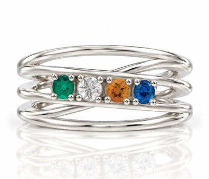 Wide Weave Birthstone Silver Ring