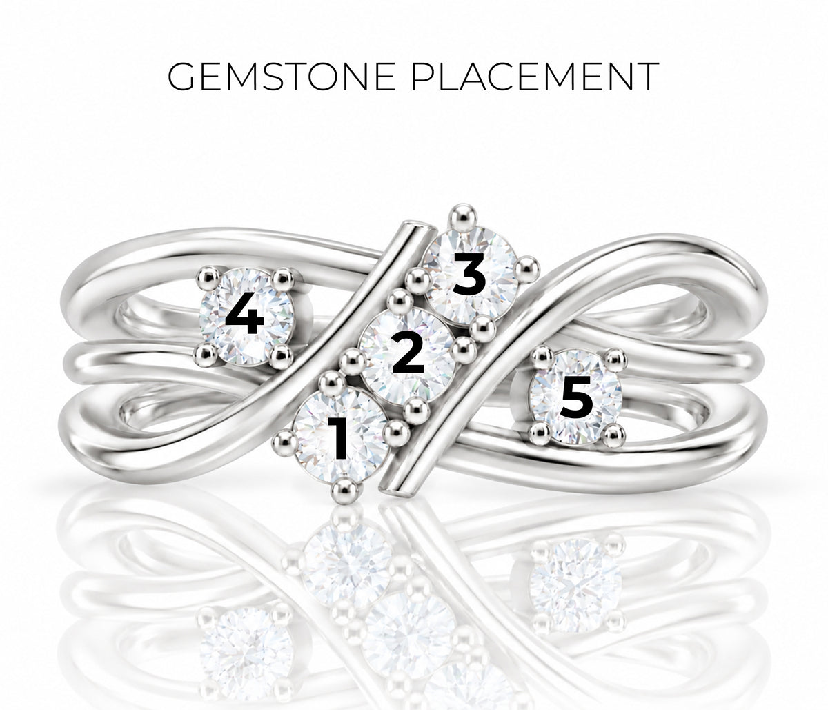 Double Twist Bypass Birthstone Gold Ring