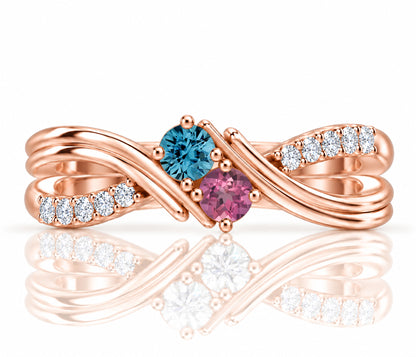Double Twist Diamond Birthstone Gold Ring