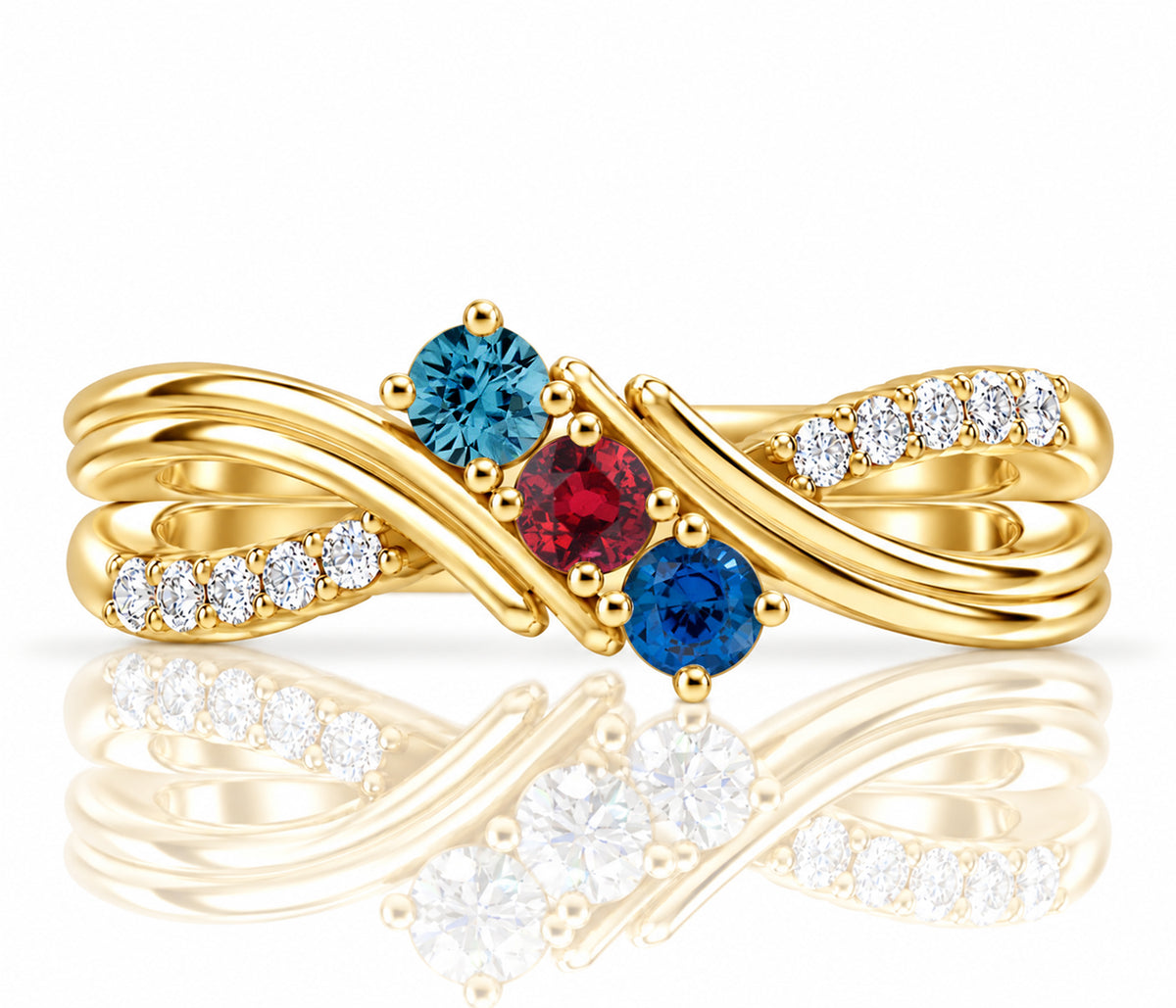 Double Twist Diamond Birthstone Gold Ring