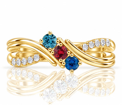Double Twist Diamond Birthstone Gold Ring