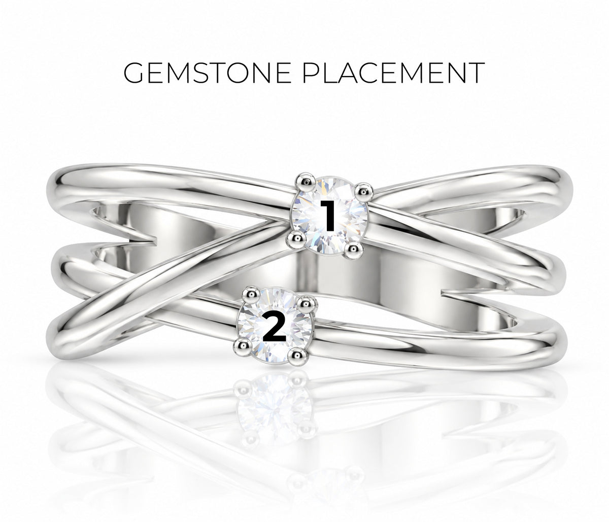 Modern Intertwined Birthstone Silver Ring