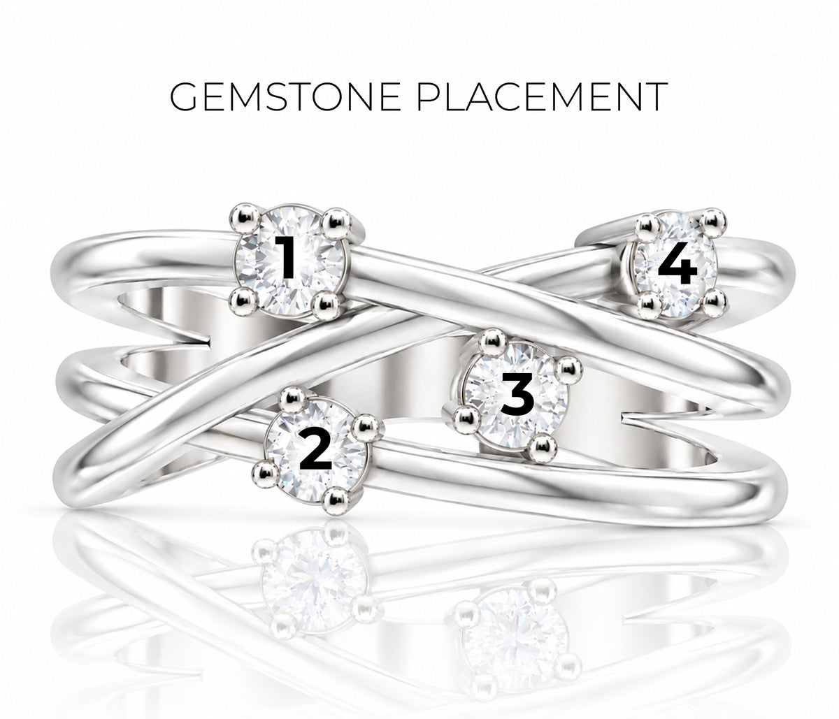 Modern Intertwined Birthstone Silver Ring