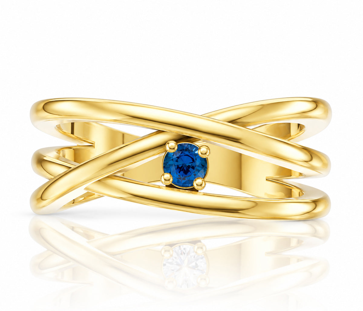 Modern Intertwined Birthstone Gold Ring