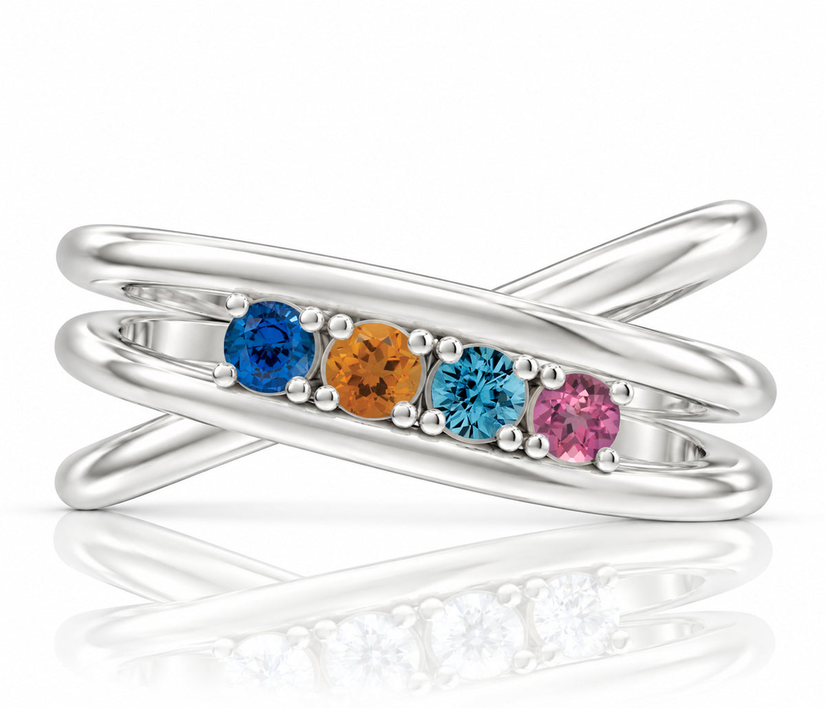 Modern Criss Cross Birthstone Gold Ring