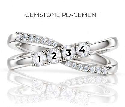 Simple Criss Cross Birthstone Gold Ring