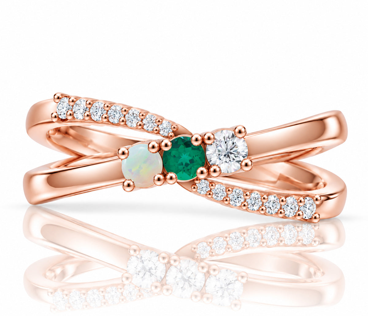 Simple Criss Cross Birthstone Gold Ring