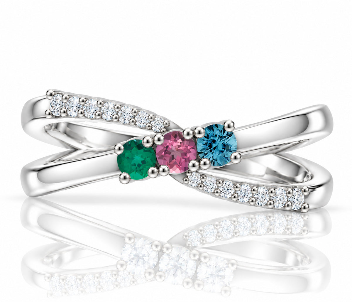 Simple Criss Cross Birthstone Gold Ring