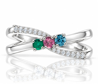 Simple Criss Cross Birthstone Gold Ring