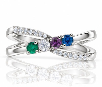 Simple Criss Cross Birthstone Gold Ring