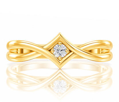 Twist V-Shaped Birthstone Gold Ring