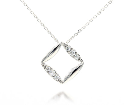 Fancy Open Square Small Diamond Necklace