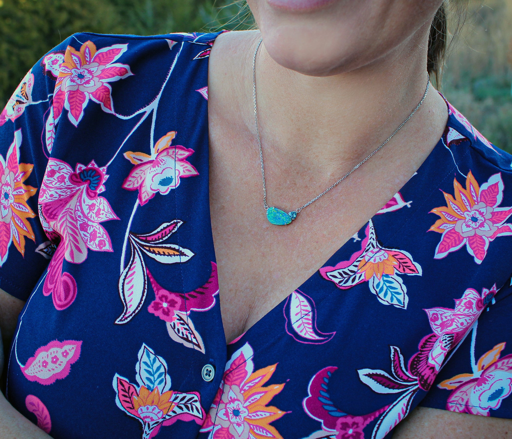 Freeform Blue Opal Tourmaline Necklace