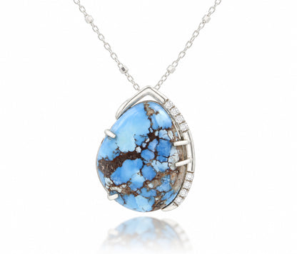 Freeform Golden Hill Turquoise Diamond Necklace