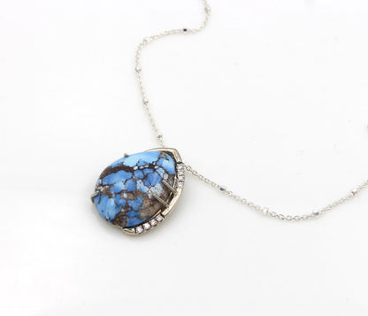 Freeform Golden Hill Turquoise Diamond Necklace