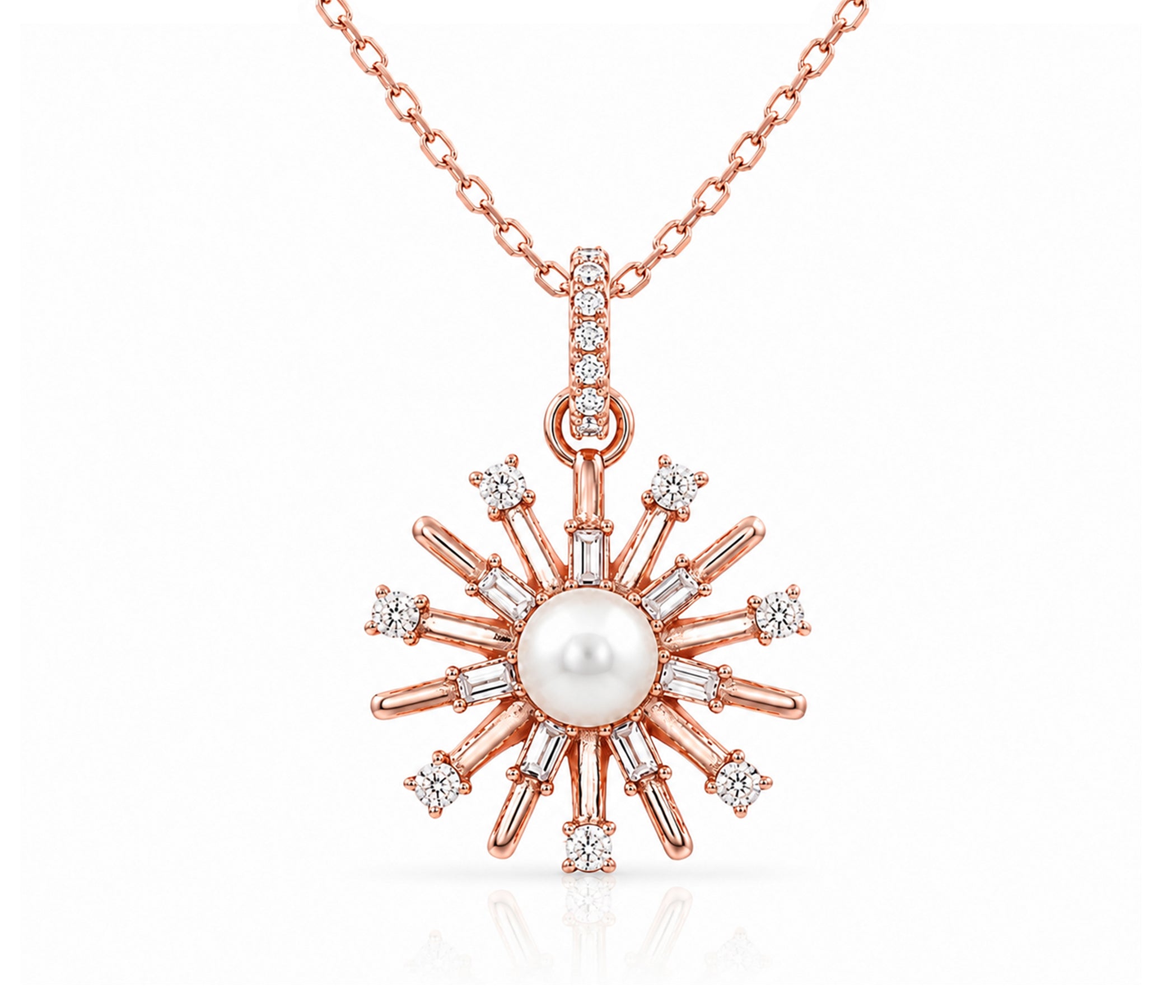 Starburst Pearl of Clarity Rose Gold Necklace
