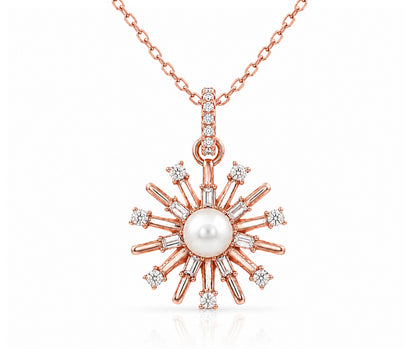 Starburst Pearl of Clarity Rose Gold Necklace