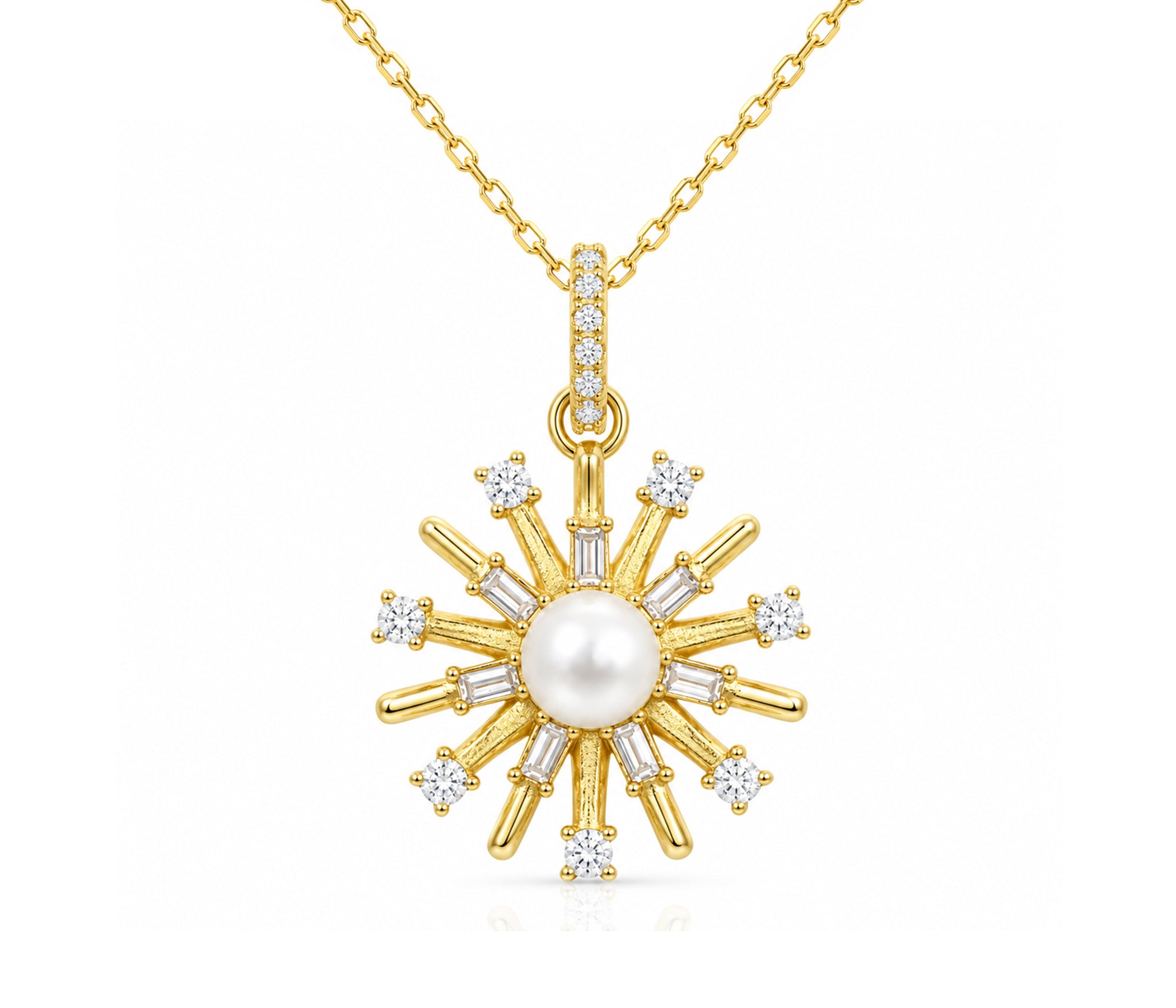 Starburst Pearl of Clarity Gold Necklace