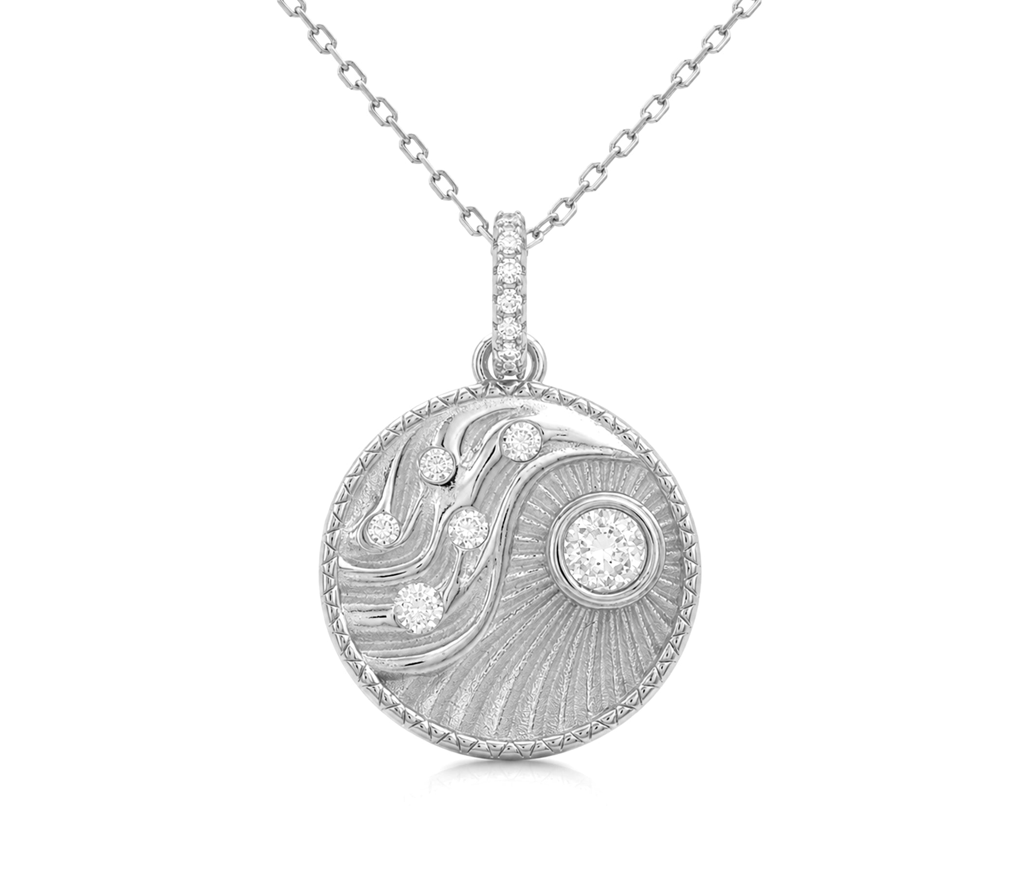 Sun and Stars of Balance Silver Necklace