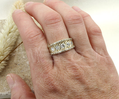 Wide Swirl Diamond Gold Ring Redesigned