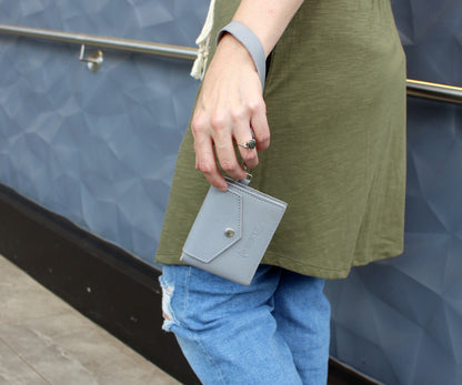 Simple Genuine Leather Gray Mini Wallet