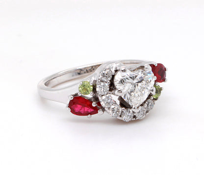 Heart Diamond Ruby Family Ring Redesigned